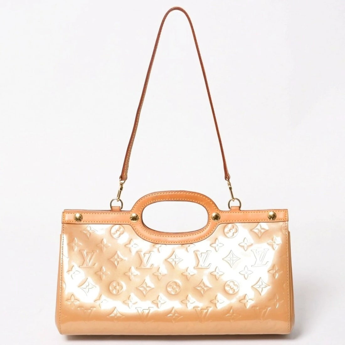 LOUIS VUITTON MONOGRAM VERNIS ROXBURY DRIVE BEIGE LEATHER 2WAY BAG: Louis Vuitton Monogram Vernis Roxbury Drive Beige Leather 2WAY Bag Brand: Louis Vuitton Type/Style: Satchel/Top Handle Bag Material: Monogram Vernis, Leather Color: Beige Size: W approx. 32cm x H 17.5
