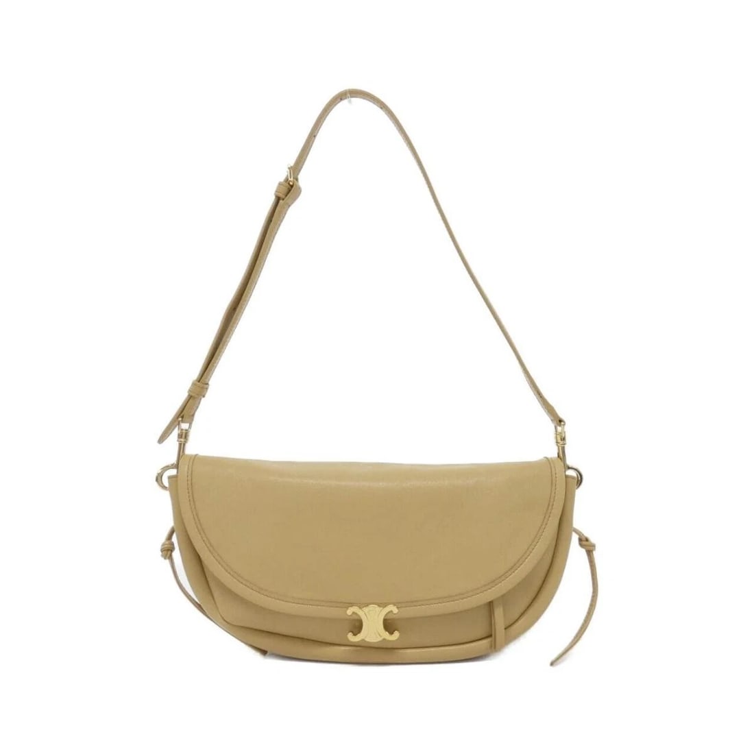 CELINE LITTLE HALF MOON SOFT TRIOMPHE LEATHER SHOULDER BAG PURSE: Celine Little Half Moon Soft Triomphe Leather Shoulder Bag Purse Brand: CELINE Type/Style: Crossbody Material: Lambskin Color: Sand Castle Size: Approximately 26cm (Width) x 13cm (Height) x 5cm (Depth