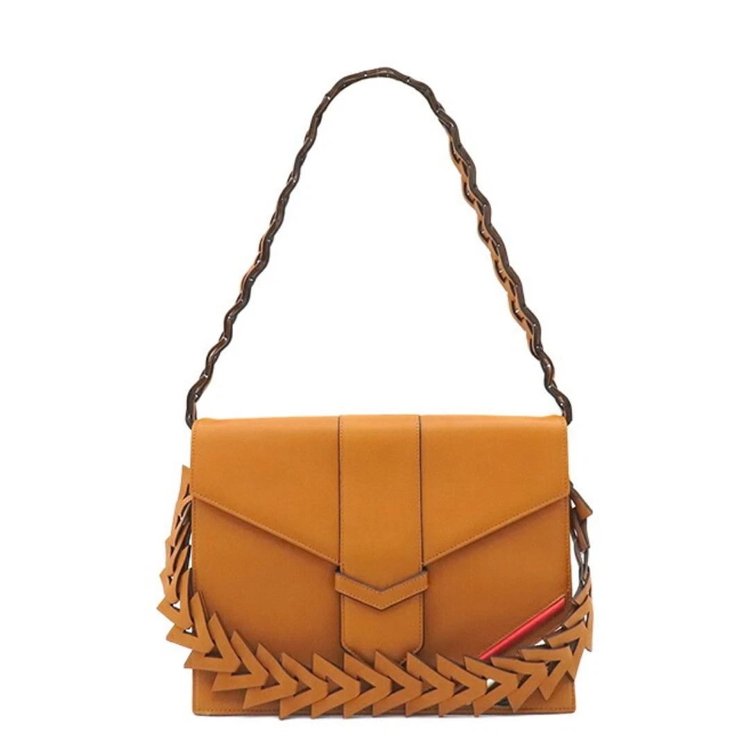 LOEWE BRAIDED HANDLE BROWN LEATHER FLAP 2WAY SHOULDER BAG: Loewe Braided Handle Brown Leather Flap 2WAY Shoulder Bag Brand: Loewe Type/Style: Shoulder Bag Material: Leather Color: Brown Size: Width (bottom): 25cm, Height (longest): 19cm, Depth (longest): 6cm