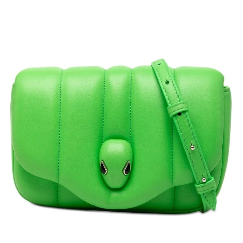 BVLGARI X AMBUSH SERPENTI GREEN LEATHER 2WAY BELT WAIST CROSSBODY BAG: Bvlgari x Ambush Serpenti Green Leather 2WAY Belt Waist Crossbody Bag Brand: Bvlgari Type/Style: Shoulder Bag Material: Leather Color: Green Size: W approx. 18cm x H approx. 12cm x D approx. 6cm (W