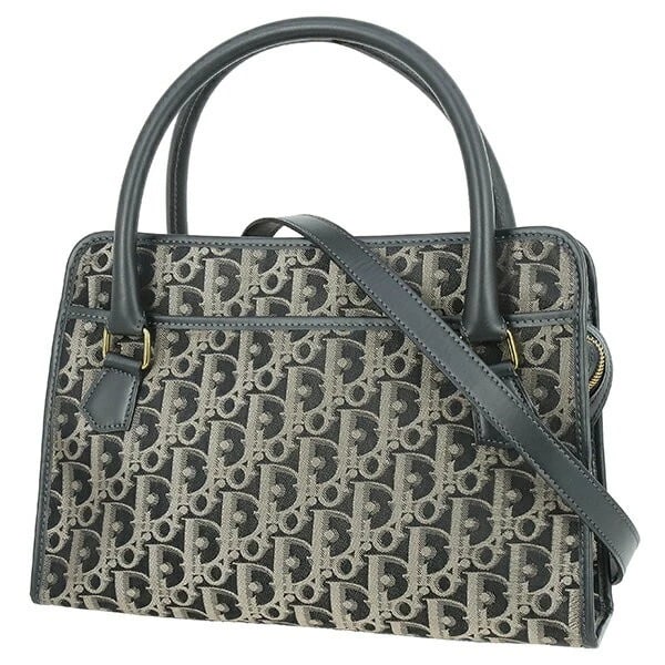 CHRISTIAN DIOR TROTTER JACQUARD CANVAS 2WAY SHOULDER HANDBAG: Christian Dior Trotter Jacquard Canvas 2WAY Shoulder Handbag Brand: Dior Type/Style: Shoulder Bag Material: Trotter Canvas Color: Gray / Beige Size: W 12.2inch ? H 8.3inch ? D 3.5inch Accessories: