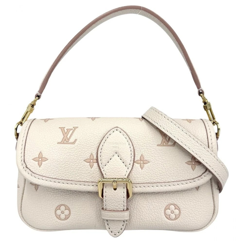 LOUIS VUITTON NANO DIANE BAG MONOGRAM EMPREINTE BEIGE PINK 2WAY BAG: Louis Vuitton Nano Diane Bag Monogram Empreinte Beige Pink 2Way Bag Brand: Louis Vuitton Type/Style: Shoulder Bag Material: Monogram Empreinte Leather Color: Beige/Pink Size: Approximately 13 cm (W)