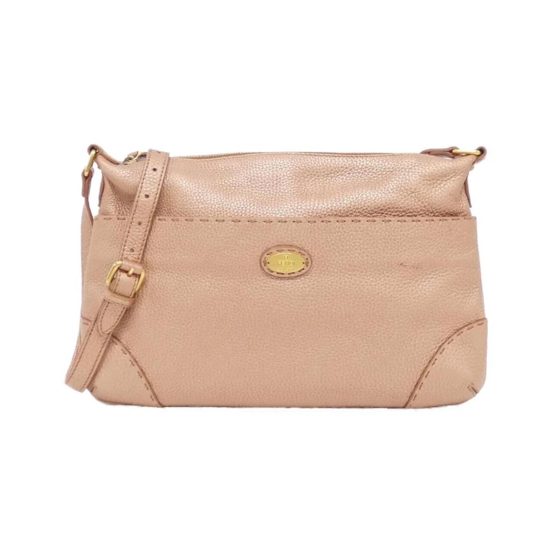 FENDI SELLERIA CUOIO ROMANO LEATHER CROSSBODY SHOULDER BAG: Fendi Selleria Cuoio Romano Leather Crossbody Shoulder Bag Brand: Fendi Type/Style: Shoulder Bag Material: Leather Color: Bois de Rose / Gold Hardware Size: Approximately 35.5cm (Width) x 25cm