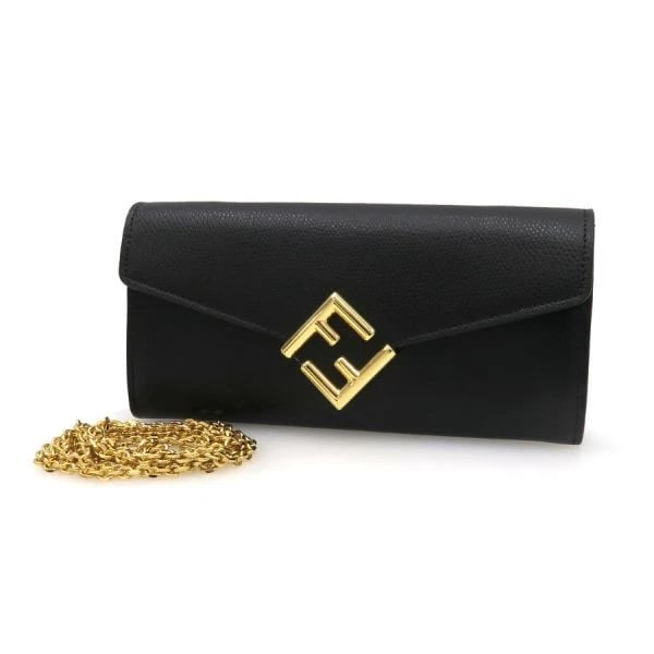 FENDI SHOULDER BAG FF DIAMOND LONG WALLE: FENDI Shoulder Bag FF Diamond Long Walle Brand: Fendi Type/Style: Long Wallet Material: None Color: Black Size: Width: approx. 7.3 in (18.5 cm) Height: approx. 3.5 in (9 cm) Depth: approx. 1.0 in
