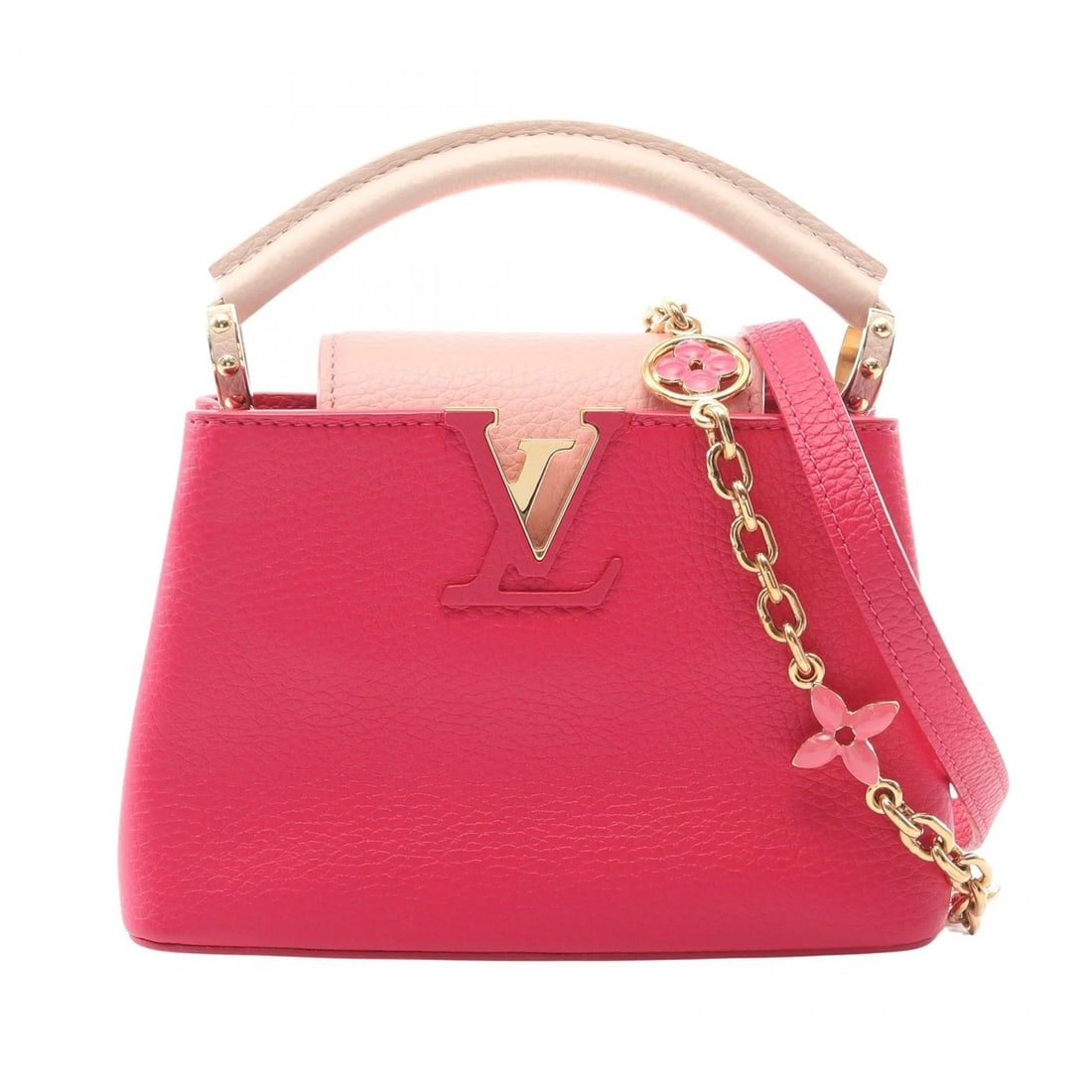 LOUIS VUITTON CAPUCINES MINI HANDBAG TAURILLON LEATHER PINK: Louis Vuitton Capucines Mini Handbag Taurillon Leather Pink Brand: Louis Vuitton Type/Style: Top Handle Bag Material: Taurillon Leather Color: Pink Size: W approx. 20cm (7.87inch), H approx. 13cm (5.1