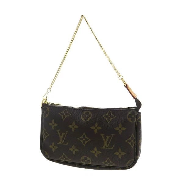 LOUIS VUITTON MONOGRAM MINI POCHETTE BROWN POUCH: Louis Vuitton Monogram Mini Pochette Brown Pouch Brand: Louis Vuitton Type/Style: Hand bag Material: Monogram Canvas Color: Brown Size: W: 18.5 x H: 11 x D: 3 Accessories: None Accessories Notice: