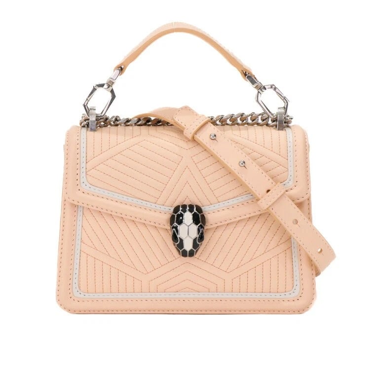 BVLGARI SERPENTI FOREVER CROSSBODY SHOULDER BAG: Bvlgari Serpenti Forever Crossbody Shoulder Bag Brand: BVLGARI Type/Style: Shoulder Bag Material: Leather Color: Salmon pink (pink tones) with gold-tone hardware Size: Width: 7.9 inches Height: 5.1 in