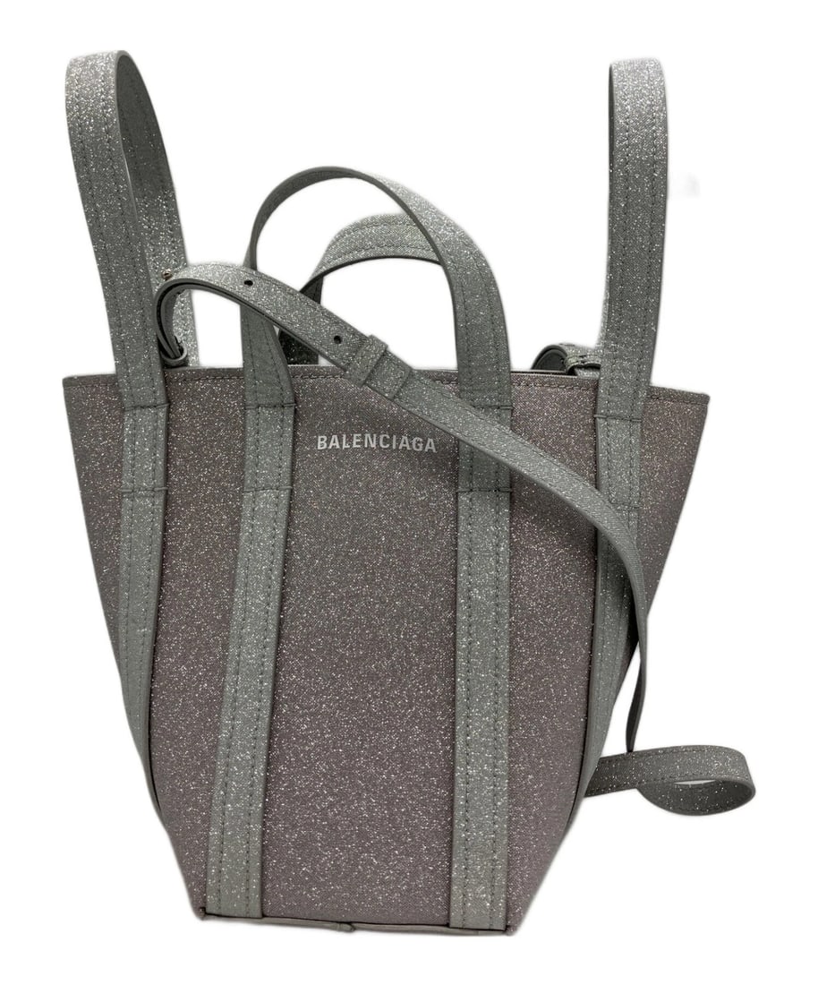 BALENCIAGA TOTE BAG 2WAY SHOULDER BAG: BALENCIAGA Tote Bag 2WAY Shoulder Bag Brand: Balenciaga Type/Style: Tote Material: None Color: Silver Size: Height: 8.27 in (21 cm) Width: 11.02 in (28 cm) Depth: 7.48 in (19 cm) Accessories: None