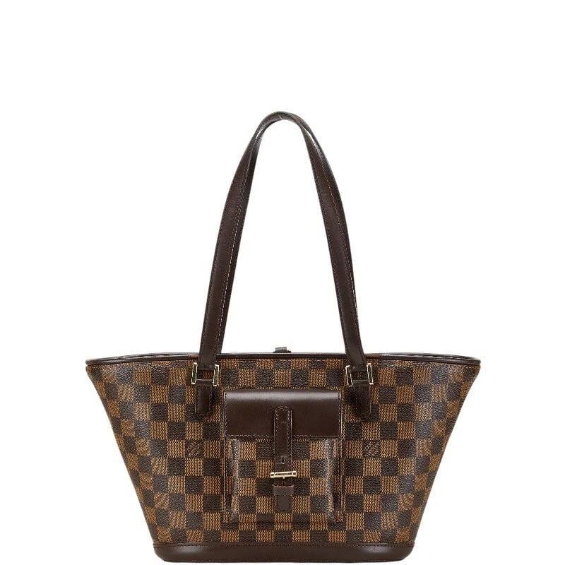LOUIS VUITTON DAMIER MANOSQUE PM CANVAS LEATHER: Louis Vuitton Damier Manosque PM Canvas Leather Brand: Louis Vuitton Type/Style: Tote Material: PVC Leather Color: Brown Size: W approx. 22.5-38.5cm x H approx. 19.5cm x D approx. 10.5cm (W approx. 8.