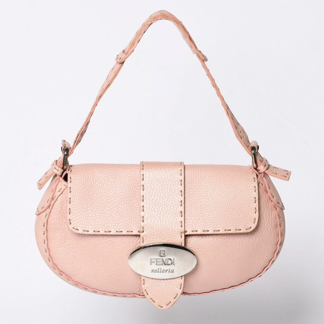 FENDI SELLERIA STITCH LEATHER HANDBAG SHOULDER BAG: FENDI Selleria Stitch Leather Handbag Shoulder Bag Brand: Fendi Type/Style: Shoulder Bag Material: Leather Color: Pink Size: Approximately W 29.5cm x H 17.5cm x D 4.2cm Accessories: None A