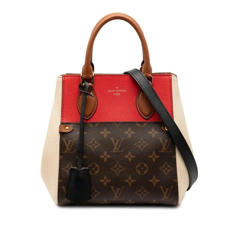 LOUIS VUITTON MONOGRAM FOLD TOTE PM BROWN LEATHER SHOULDER BAG: Louis Vuitton Monogram Fold Tote PM Brown Leather Shoulder Bag Brand: Louis Vuitton Type/Style: Tote Material: PVC Leather Color: Brown, Red, Beige Size: W approx. 20cm x H 17.5cm x D 17cm Accesso