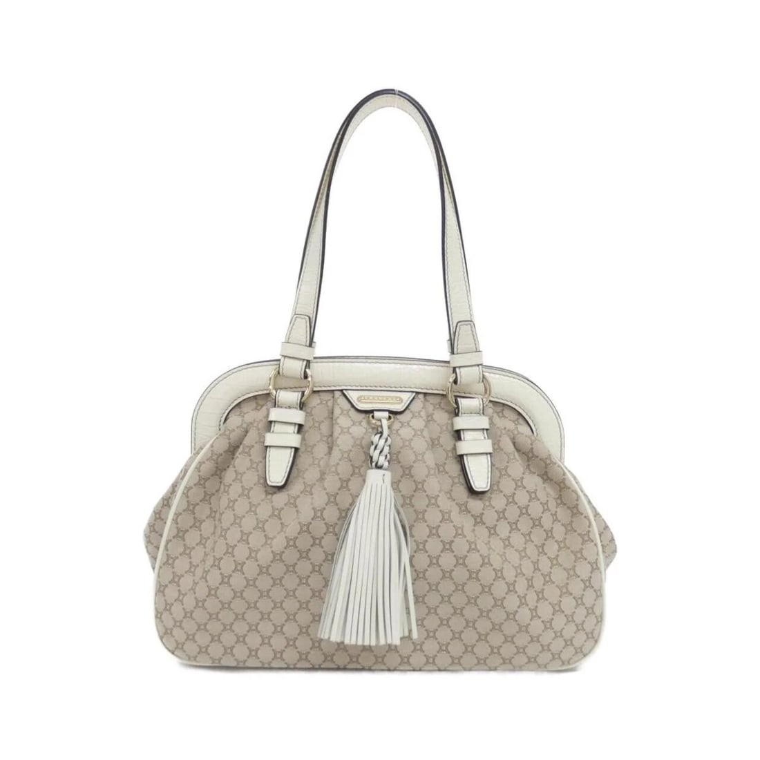 CELINE LUGGAGE NANO LEATHER TOP HANDLE 2WAY CROSSBODY TOTE: CELINE Luggage Nano Leather Top Handle 2WAY Crossbody Tote Brand: CELINE Type/Style: Top Handle Bag Material: Canvas / Leather Color: Beige / White / Gold-tone Hardware Size: Width: 12.6 in (32 cm) He