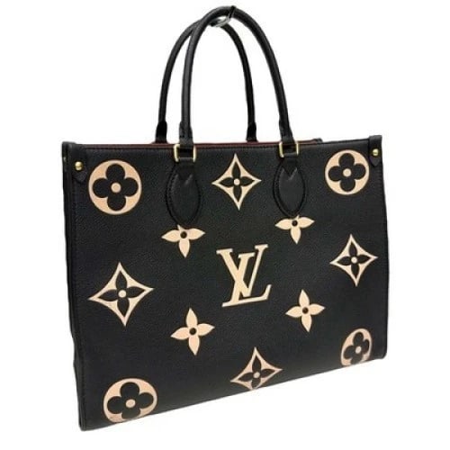 LOUIS VUITTON MONOGRAM EMPREINTE ONTHEGO MM TOTE SHOULDER BAG: LOUIS VUITTON Monogram Empreinte Onthego MM Tote Shoulder Bag Brand: Louis Vuitton Type/Style: Tote Bag / Shoulder Bag Material: Monogram Unplante Leather Color: Black Beige Size: (Width x Height x De