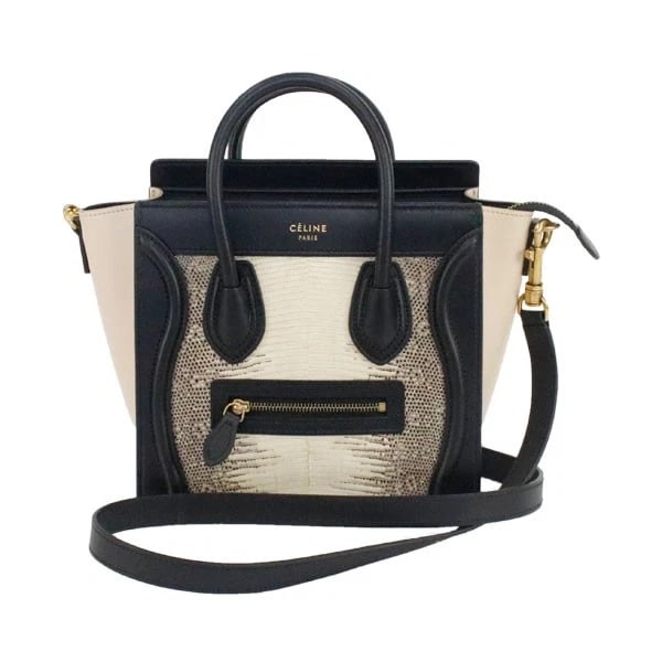 CELINE LIZARD MINI SHOPPER LUGGAGE BAG: Celine Lizard Mini Shopper Luggage Bag Brand: CELINE Type/Style: Handbag Material: Leather Color: None Size: Width: Approx. 8.0 ? 10.1 inches Height: Approx. 8.3 inches Depth: Approx. 4.0 inches