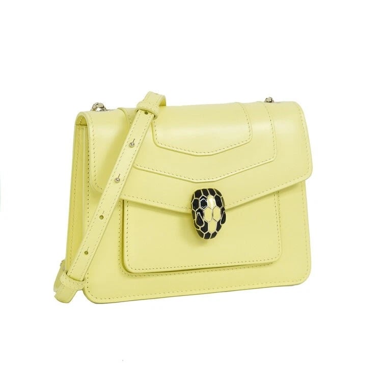 BVLGARI SHOULDER BAG SERPENTI FOREVER HANDBAG: BVLGARI Shoulder Bag Serpenti Forever Handbag Brand: BVLGARI Type/Style: Shoulder Bag Material: Leather Color: Yellow Size: Width: approx. 7.87 inches (20 cm) Height: approx. 5.91 inches (15 cm) Depth