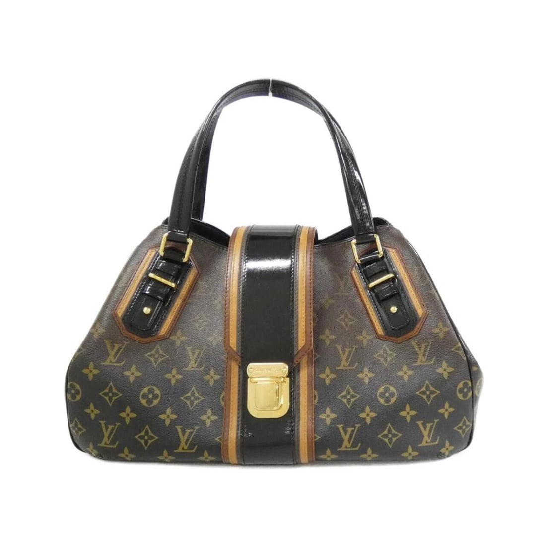 LOUIS VUITTON MONOGRAM MIRAGE GRIOTTE CANVAS LEATHER HANDBAG: Louis Vuitton Monogram Mirage Griotte Canvas Leather Handbag Brand: Louis Vuitton Type/Style: Satchel/Top Handle Bag Material: Coated Canvas Color: Black / Gold Size: Approximately 41cm (width) x 25cm