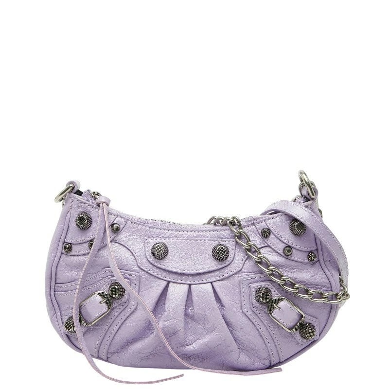 BALENCIAGA LE CAGOLE MINI HANDBAG SHOULDER BAG: Balenciaga Le Cagole Mini Handbag Shoulder Bag Brand: Balenciaga Type/Style: Shoulder Bag Material: Leather Color: Purple Size: W approx. 20cm x H approx. 11cm x D approx. 4cm Accessories: None