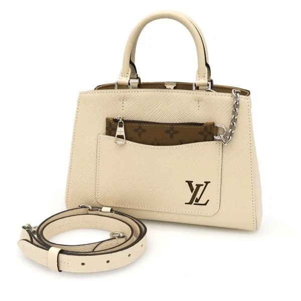 LOUIS VUITTON EPI MAREL TOTE BB 2WAY TOTE BAG HAND BAG: Louis Vuitton Epi Marel Tote BB 2WAY Tote Bag Hand Bag Brand: Louis Vuitton Type/Style: Bag Material: Leather Color: Ivory Size: W: 25 x H: 17 x D: 11 Accessories: None Accessories Notice: