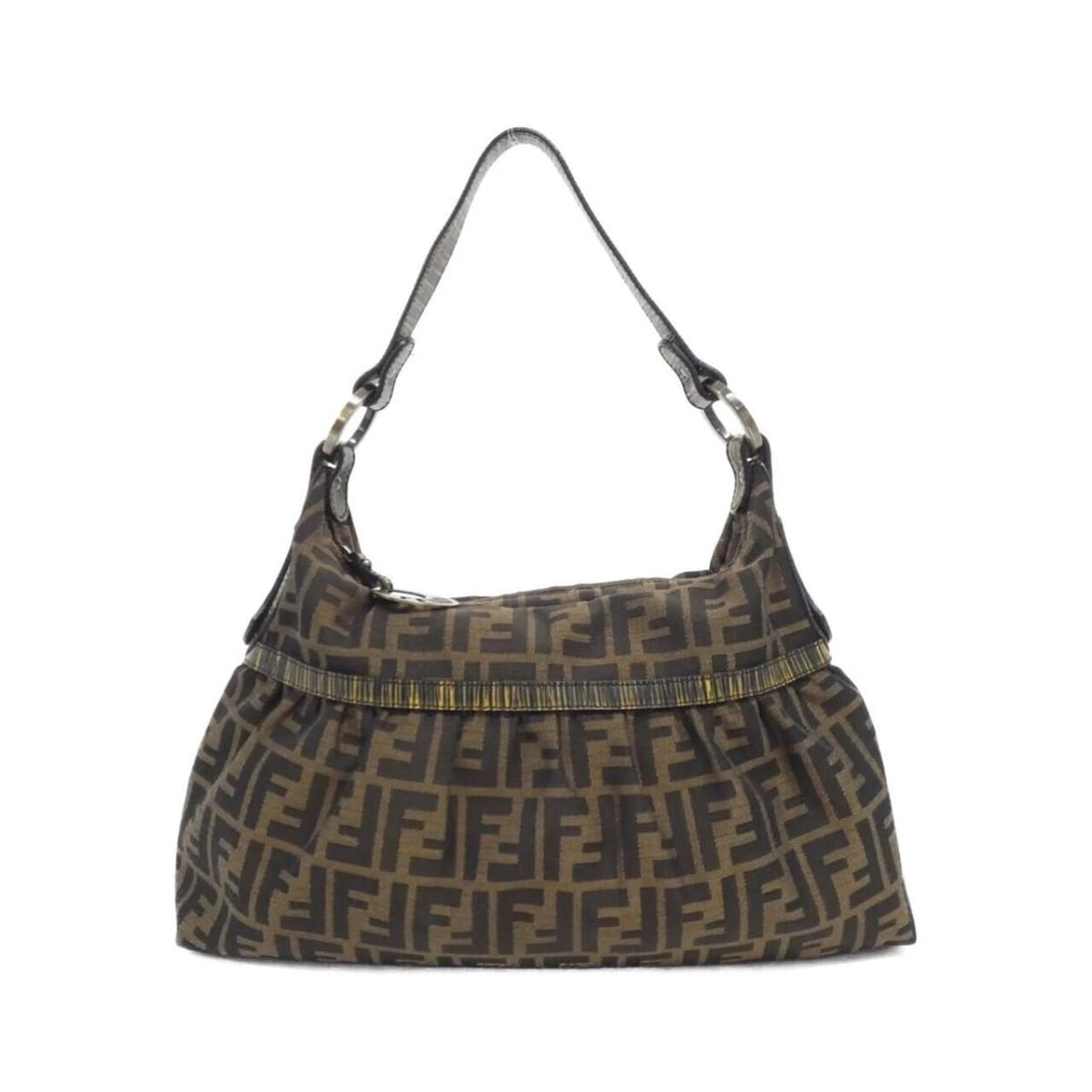 FENDI VUN PATTERNED LEATHER SHOULDER BAG TOTE HANDBAG: Fendi VUN Patterned Leather Shoulder Bag Tote Handbag Brand: Fendi Type/Style: Shoulder Bag Material: Canvas Color: F0BYC/TAB+NER+GIAL / GOLD (Gold Hardware) Size: Width: 37cm, Height: 22cm, Depth: 8c