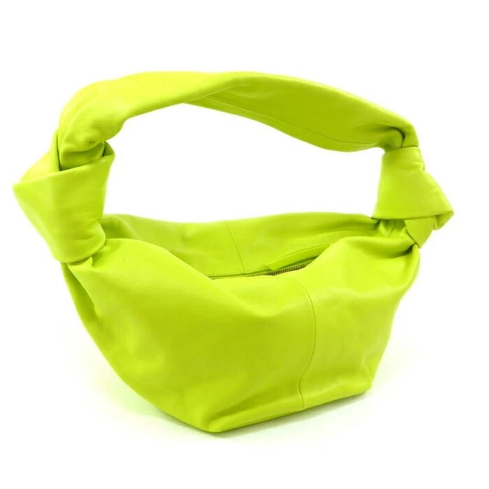 BOTTEGA VENETA HANDBAG DOUBLE KNOT MINI BAG: BOTTEGA VENETA Handbag Double Knot Mini Bag Brand: Bottega Veneta Type/Style: Handbag Material: Calfskin Leather Color: Kiwi / Yellow-Green Size: Width: 11.81 inches (30 cm) Height: 5.51 inches (14