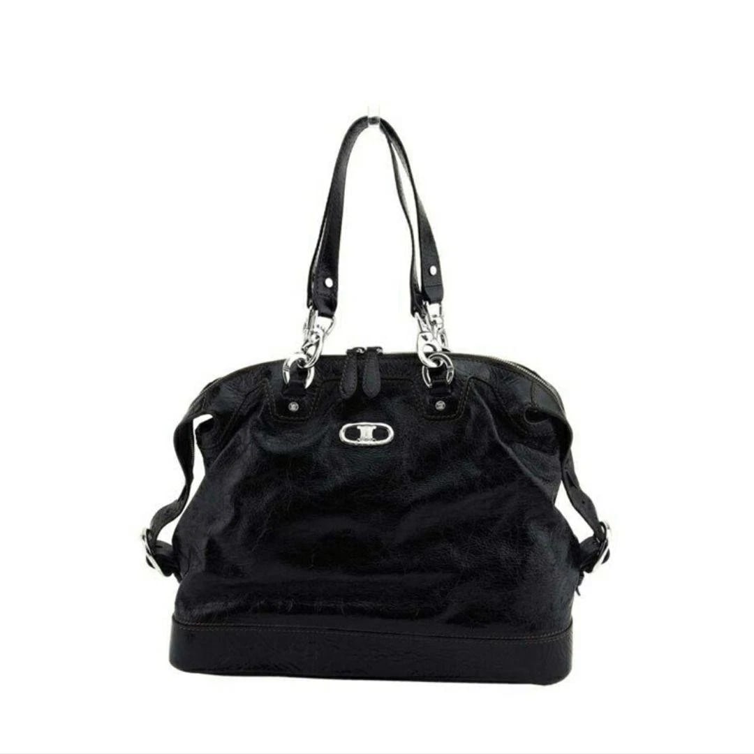 CELINE TRIOMPHE GREEN BROWN CRACKED LEATHER SHOULDER BAG: Celine Triomphe Green Brown Cracked Leather Shoulder Bag Brand: CELINE Type/Style: Tote Material: None Color: Green / Brown / Silver Size: Width (base): Approx. 14.2inch Height (center max): Approx.