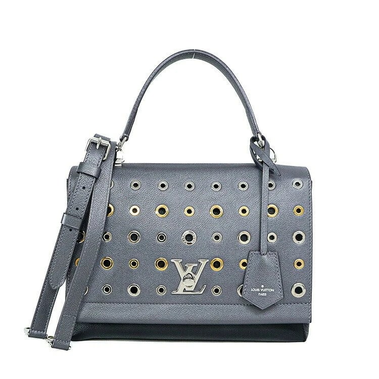 LOUIS VUITTON LOCKME II PUNCHING STUDS METALLIC GRAY BLACK 2WAY BAG: Louis Vuitton Lockme II Punching Studs Metallic Gray Black 2WAY Bag Brand: Louis Vuitton Type/Style: Shoulder Bag Material: Leather Color: Metallic Gray Black Size: Width: Approx. 11.0 in (28 cm)