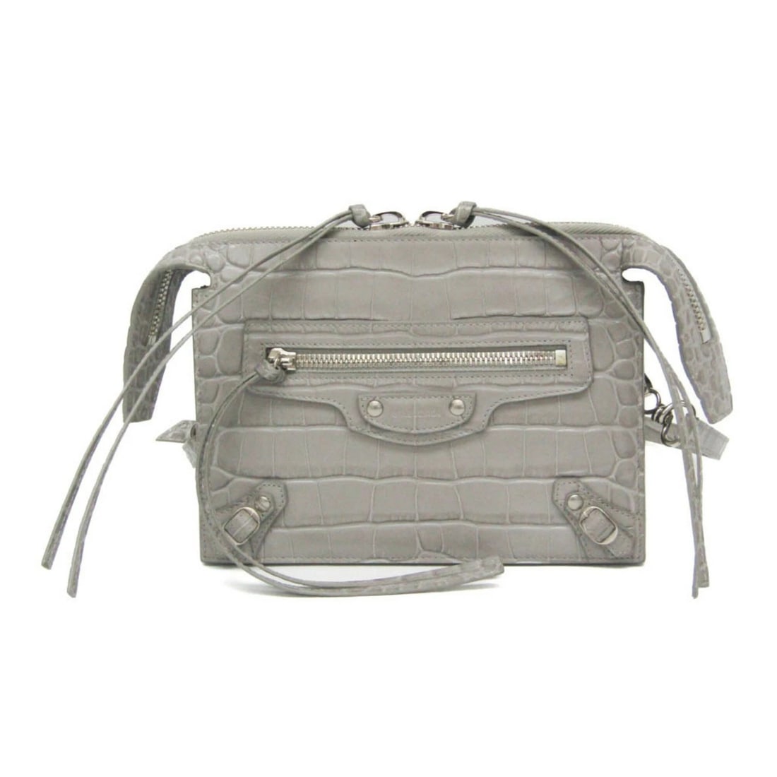 BALENCIAGA SHOULDER BAG WOMEN'S EMBOSSED LEATHER: Balenciaga Shoulder Bag Women's Embossed Leather Brand: Balenciaga Type/Style: Shoulder Bag Material: Leather Color: Gray Size: (Height ? Width ? Depth): 15 cm ? 20 cm ? 1.5 cm ? 5.9'' ? 7.87'' ?