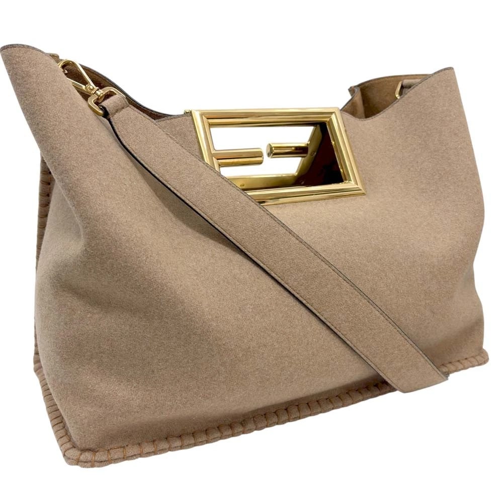 FENDI SHOULDER BAG 2-WAY HANDBAG: FENDI Shoulder Bag 2-Way Handbag Brand: FENDI Type/Style: Shoulder Bag Material: Flannel Color: Brown / Beige Size: Width x Height x Depth: approx. 15.75 x 10.63 x 7.09 inches (40 x 27 x 18 cm) Ac