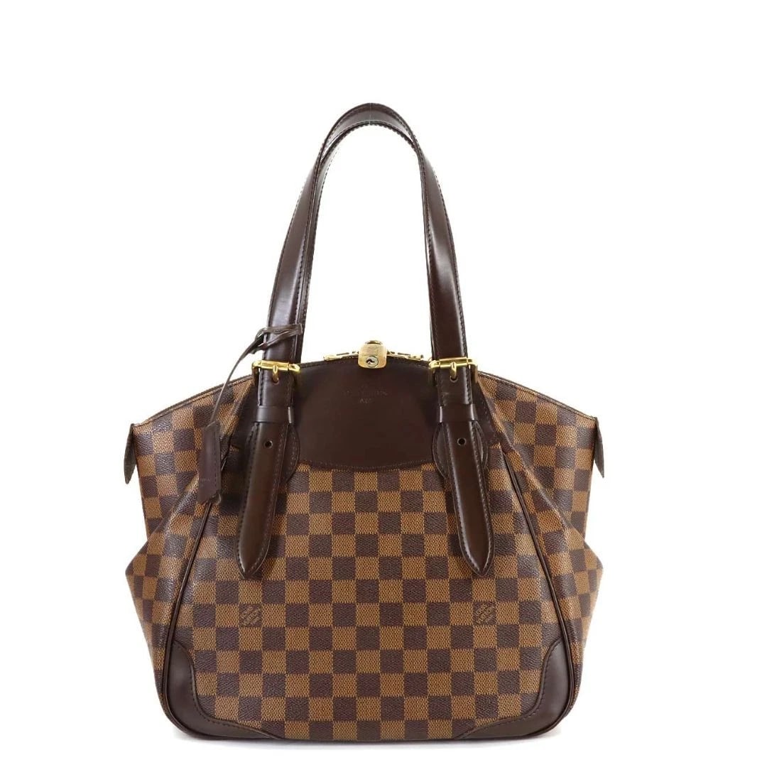 LOUIS VUITTON VERONA MM DAMIER EBENE TOTE BAG: Louis Vuitton Verona MM Damier Ebene Tote Bag Brand: Louis Vuitton Type/Style: Tote Material: Damier Canvas Color: Ebene (Brown) Size: W30cm x H27cm x D17.5cm (approx. 11.8inch x 10.6inch x 6.9inch)