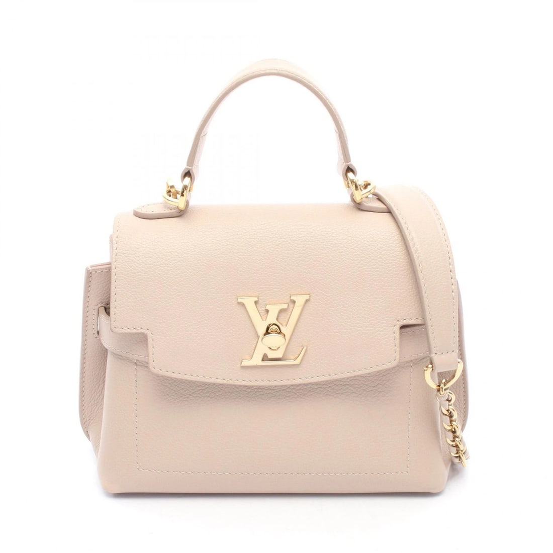 LOUIS VUITTON LOCKME EVER MINI GREIGE BEIGE LEATHER SHOULDER HANDBAG: LOUIS VUITTON Lockme Ever Mini Greige Beige Leather Shoulder Handbag Brand: Louis Vuitton Type/Style: Satchel/Top Handle Bag Material: Leather Color: Beige Size: Approximately W 21cm x H 17cm x D 10cm