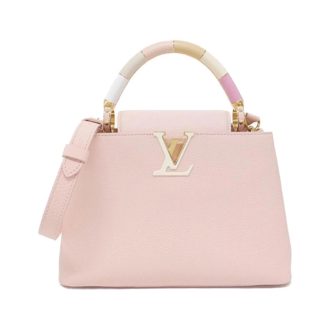 LOUIS VUITTON CAPUCINES BB TAURILLON LEATHER CROSSBODY: Louis Vuitton Capucines BB Taurillon Leather Crossbody Brand: Louis Vuitton Type/Style: Shoulder Bag Material: Taurillon Calf Leather Color: Pink Size: Width: Approx. 10.6 in (27 cm) Height: Approx. 7