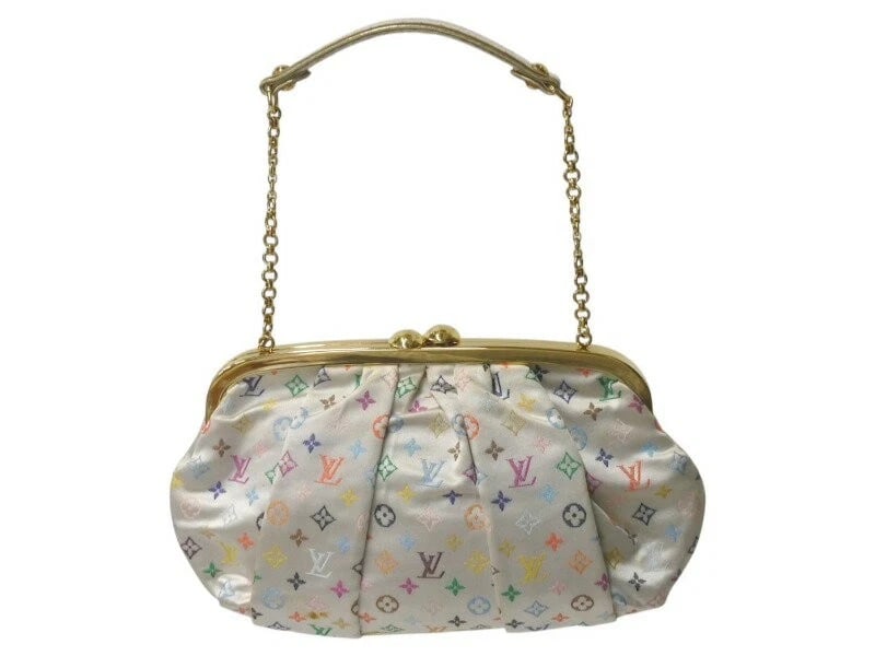 LOUIS VUITTON AUMONIERE MONOGRAM SATIN WHITE MULTICOLOR CLUTCH BAG (1 of 2)