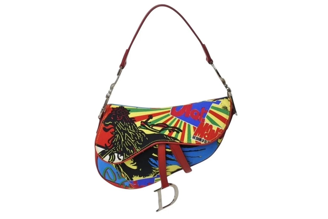 CHRISTIAN DIOR RASTA SADDLE BAG JOHN GALLIANO BOB MARLEY SHOULDER MULTICOLOR (1 of 3)