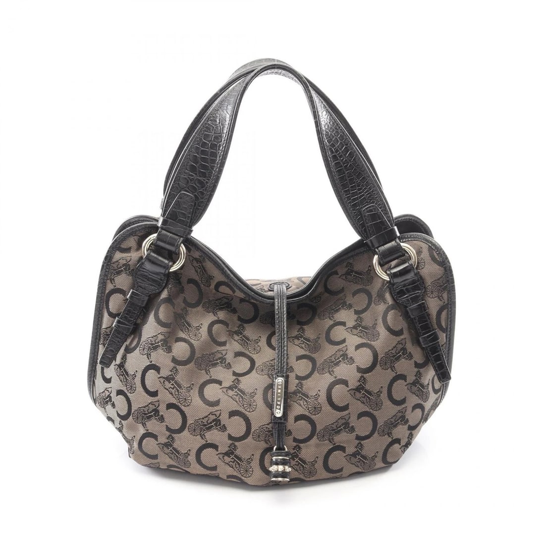 CELINE BITTERSWEET C SULKY CANVAS LEATHER HANDBAG: CELINE Bittersweet C Sulky Canvas Leather Handbag Brand: CELINE Type/Style: Top Handle Bag Material: Canvas / Leather Color: Brown / Black Size: Width (W): Approx. 10.24 inches (26 cm) Height (H): App