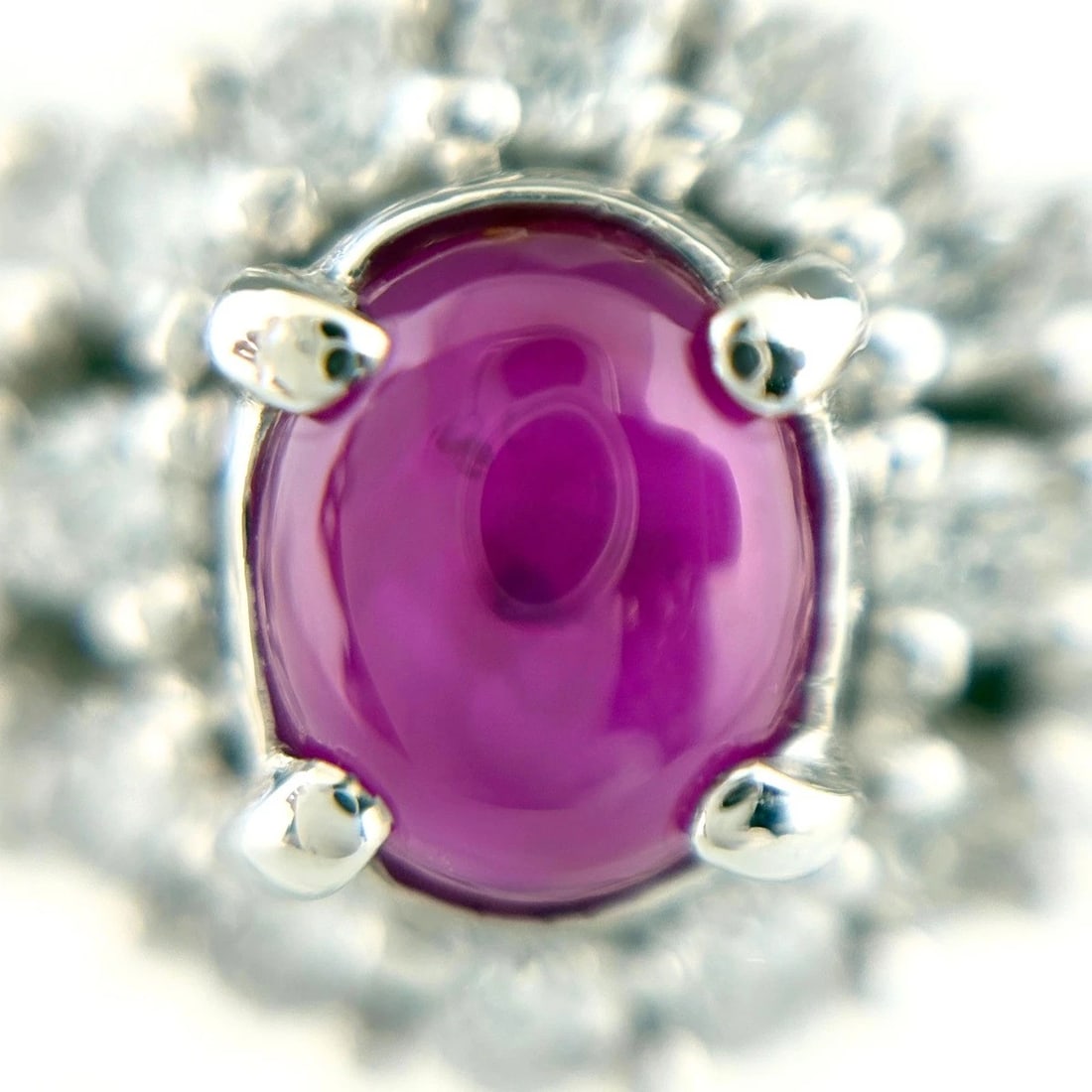 STAR RUBY DESIGN RING PLATINUM MELEE DIAMOND RING - 2