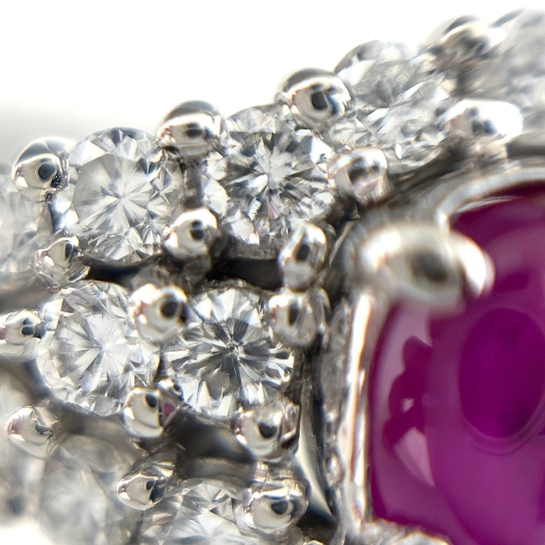 STAR RUBY DESIGN RING PLATINUM MELEE DIAMOND RING - 3