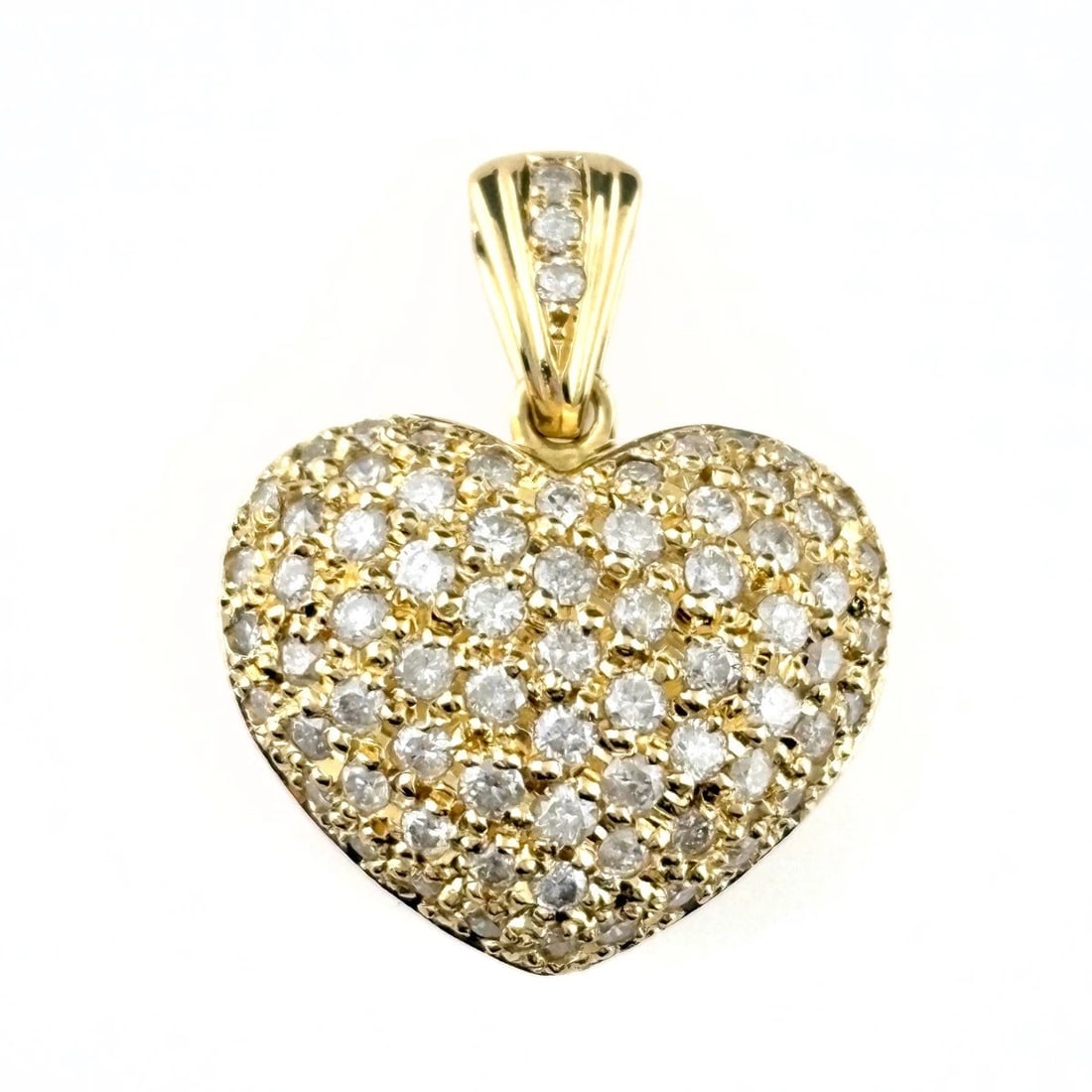 HEART MOTIF YG MELEE DIAMOND PENDANT HEAD: Heart Motif Yg Melee Diamond Pendant Head Brand: Unbranded Type/Style: Pendant Head Material: 18K YG, Main Stone Natural Color: YG Size: 23.2x18.1mm(0.9") Accessories: None Accessories Notice: When