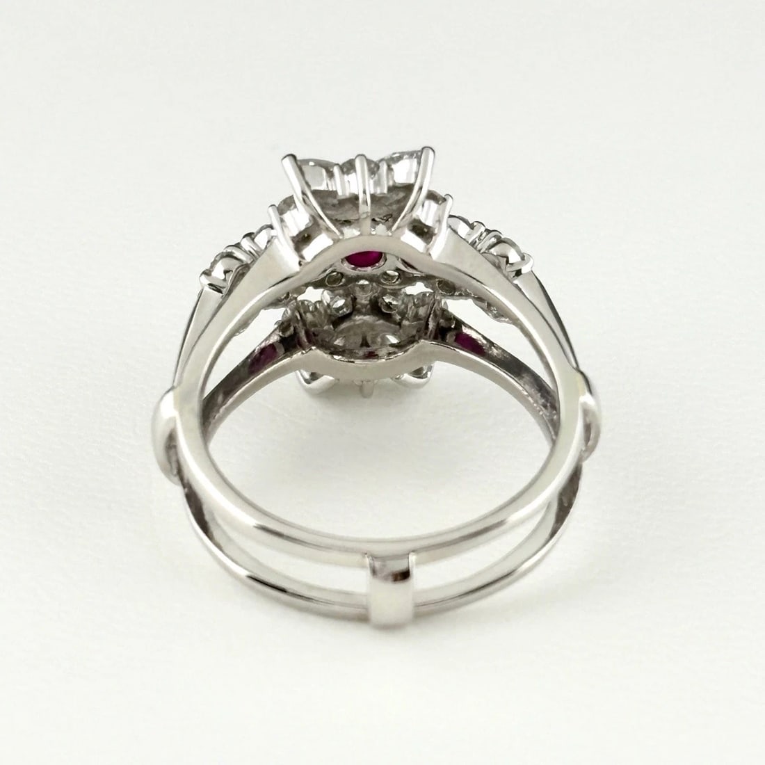 RUBY DESIGN RING PLATINUM MELEE DIAMOND RING - 3