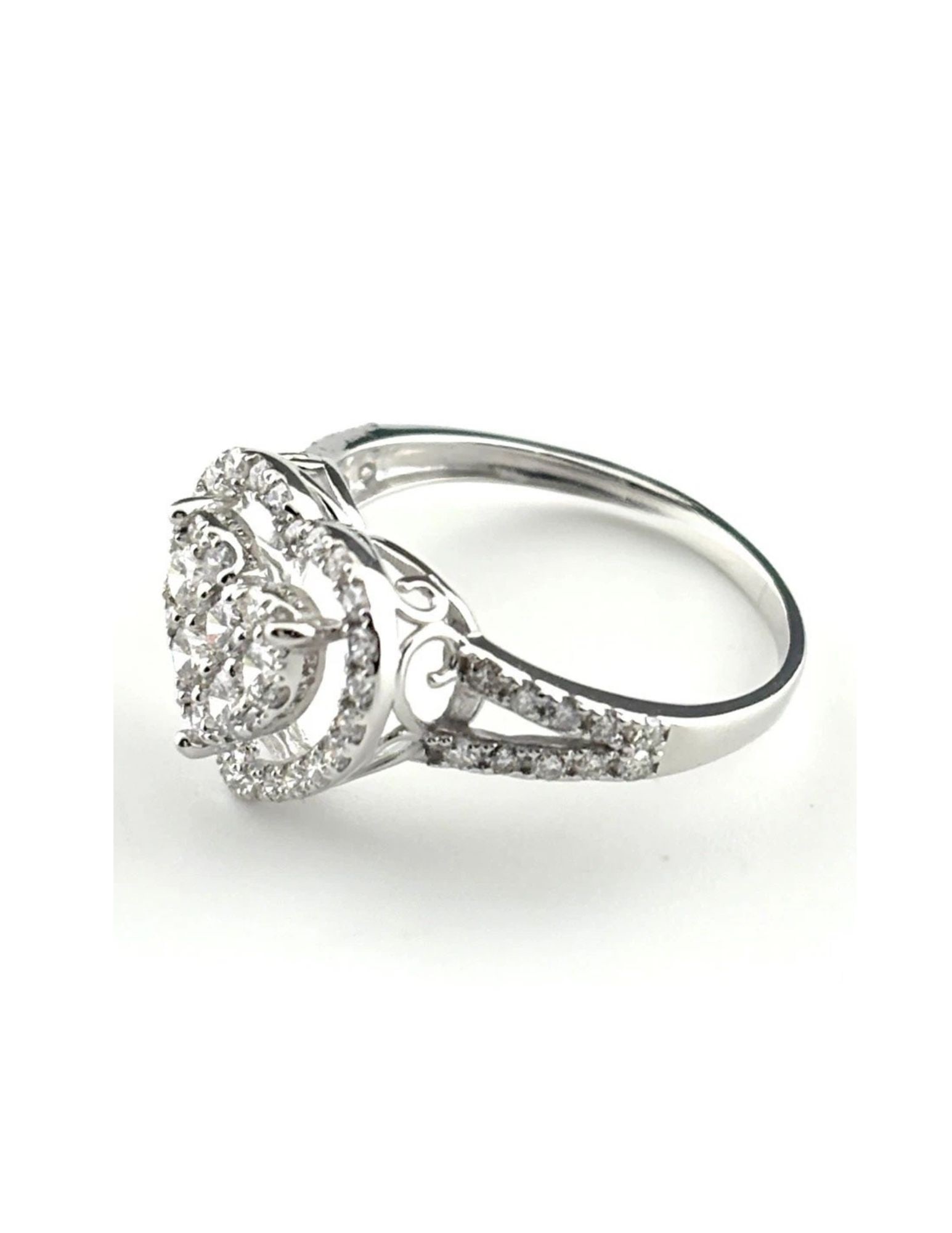 HEART MOTIF DESIGN RING WG MELEE DIAMOND RING: Heart Motif Design Ring Wg Melee Diamond Ring Brand: Unbranded Type/Style: Ring Material: 18K WG, Main Stone Natural Color: WG Size: US6.5 Accessories: None Accessories Notice: When purchasing
