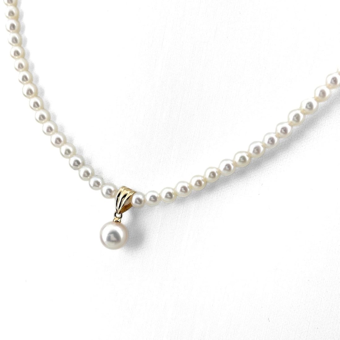 TASAKI PEARL NECKLACE YG PEARL NECKLACE: Tasaki Pearl Necklace Yg Pearl Necklace Brand: TASAKI Type/Style: Necklace Material: 18K YG, Main Stone Pearl /Secondary Stone:Natural Color: YG Size: 14.5x7.0mm(0.6") Accessories: None Accessories