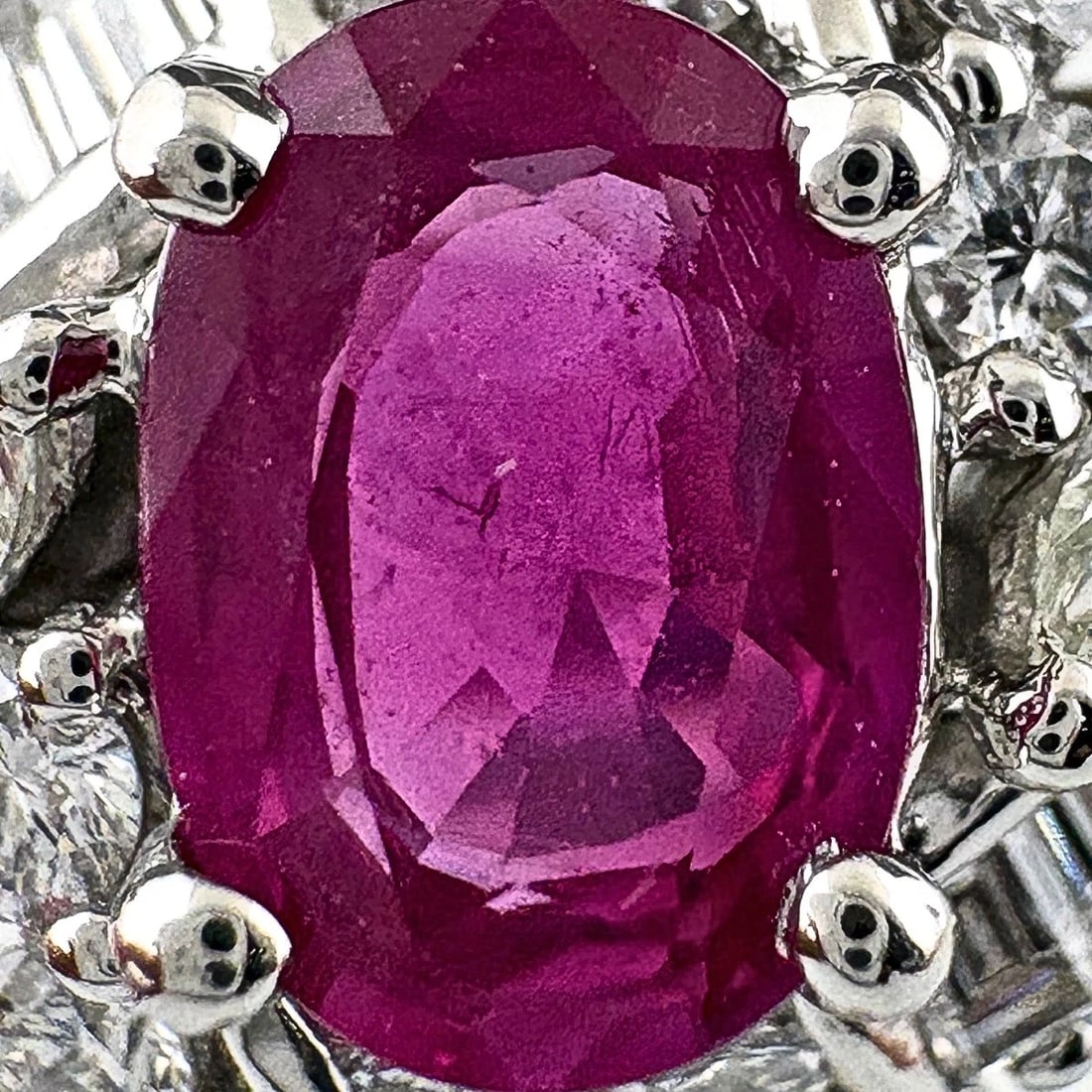 RUBY DESIGN RING PLATINUM RING MELEE DIAMOND RING - 2
