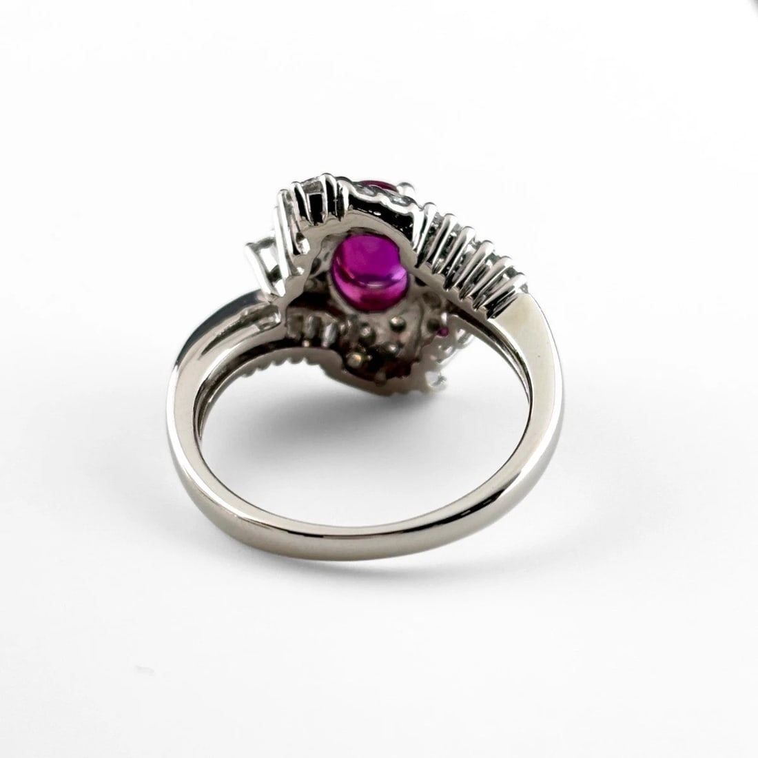 RUBY DESIGN RING PLATINUM RING MELEE DIAMOND RING - 3
