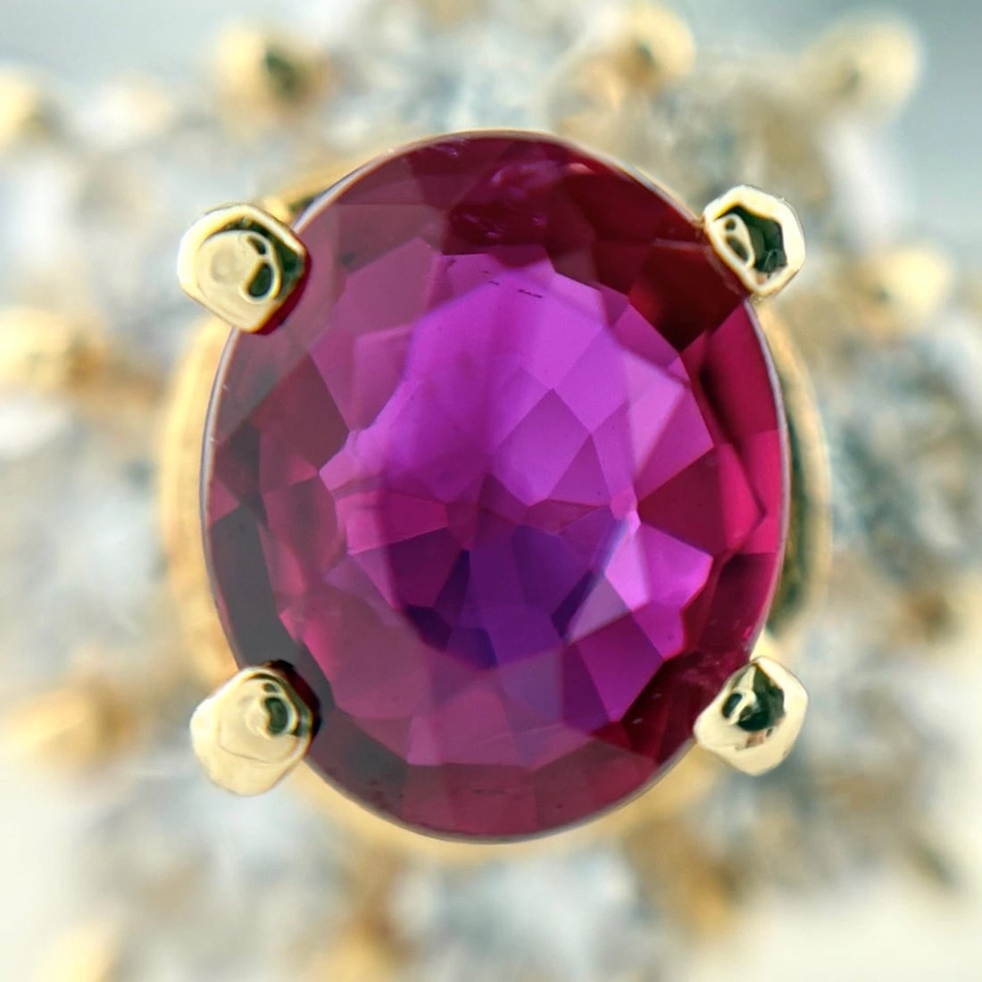 RUBY YG YELLOWGOLD RING MELEE DIAMOND RING - 2