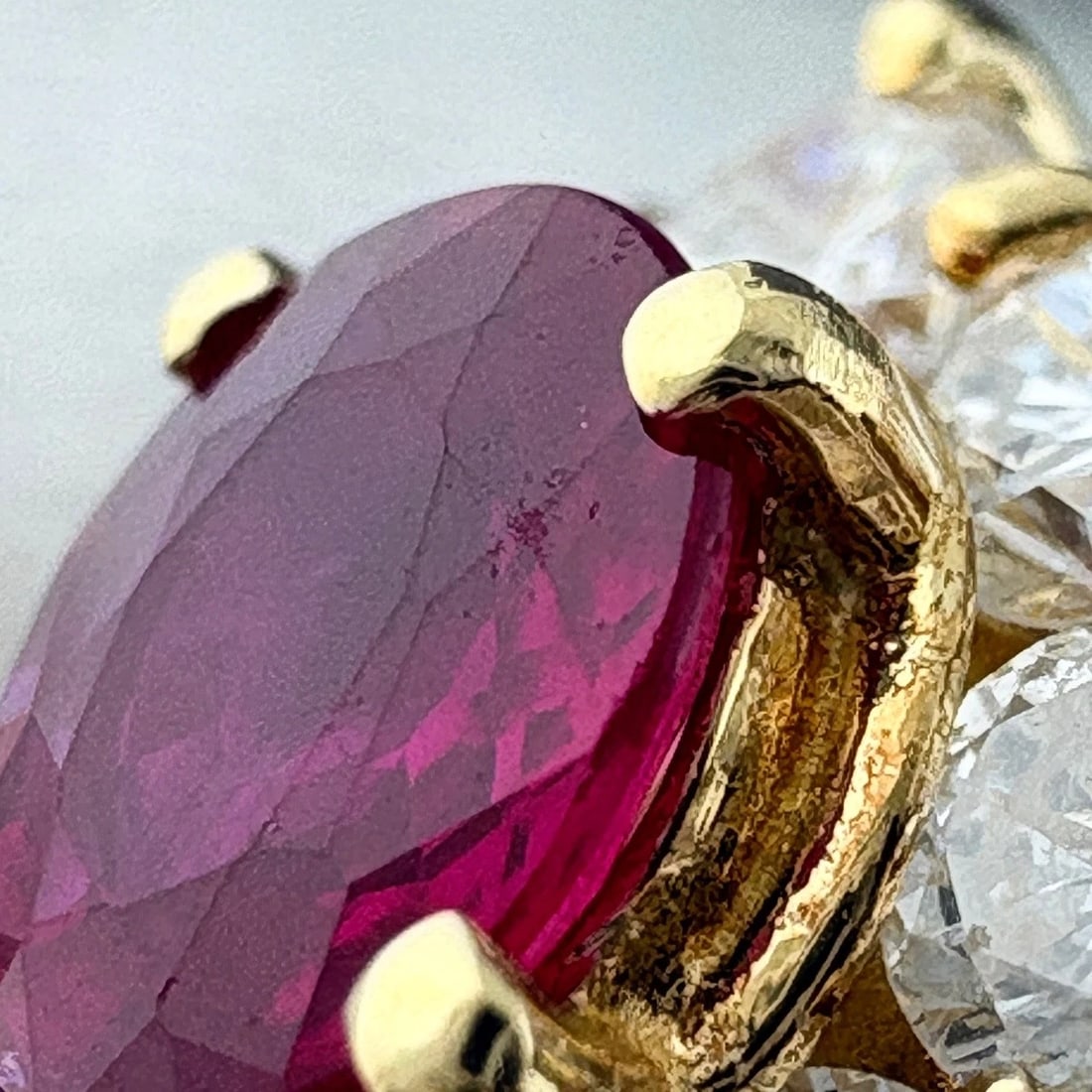 RUBY YG YELLOWGOLD RING MELEE DIAMOND RING - 3