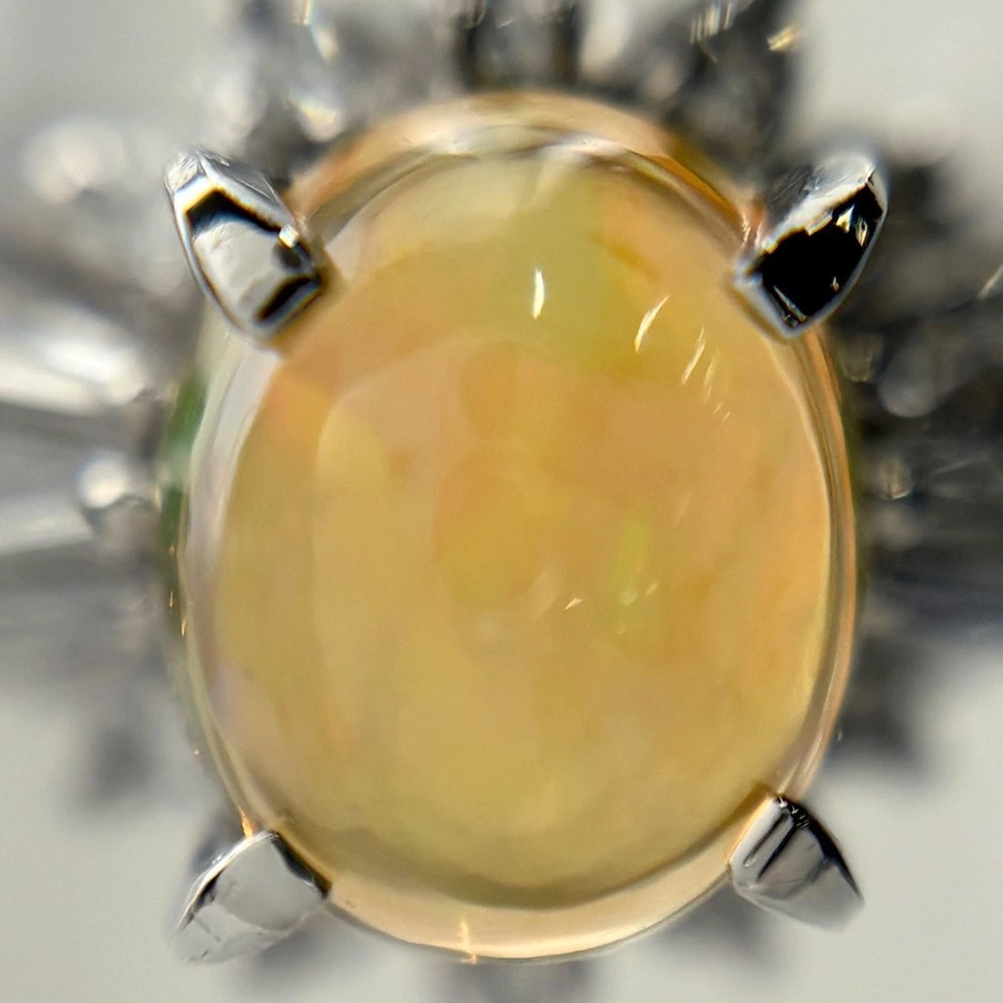 FIRE OPAL DESIGN RING PLATINUM MELEE DIAMOND RING - 2
