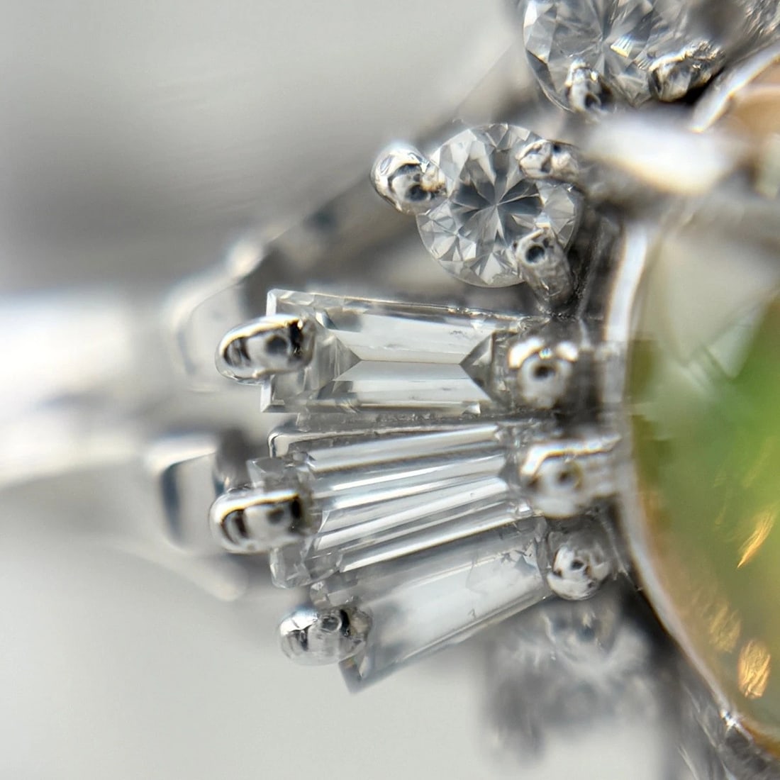 FIRE OPAL DESIGN RING PLATINUM MELEE DIAMOND RING - 3