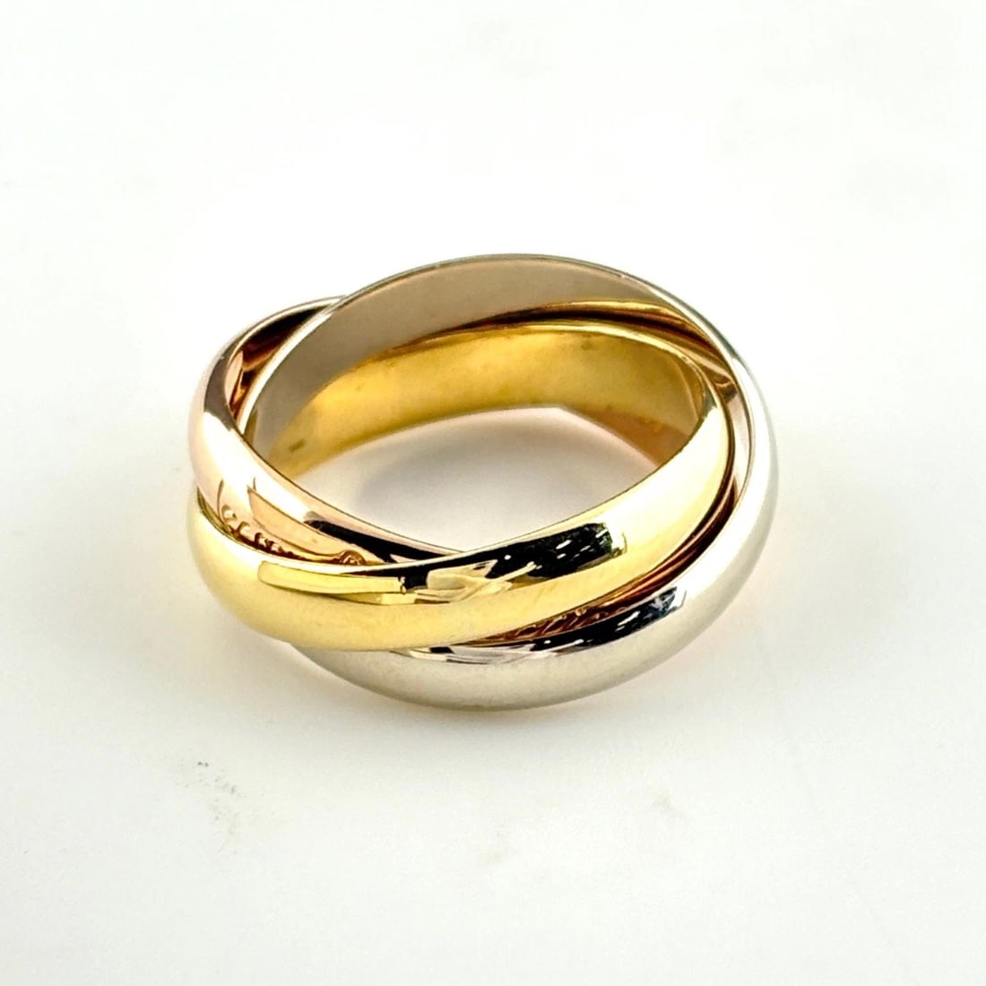 CARTIER TRINITYRING YG RING 750: Cartier Trinityring Yg Ring 750 Brand: CARTIER Type/Style: Ring Material: 750YG, Main Stone None Color: YG Size: US6 to 6.5 Accessories: None Accessories Notice: When purchasing pre-owned