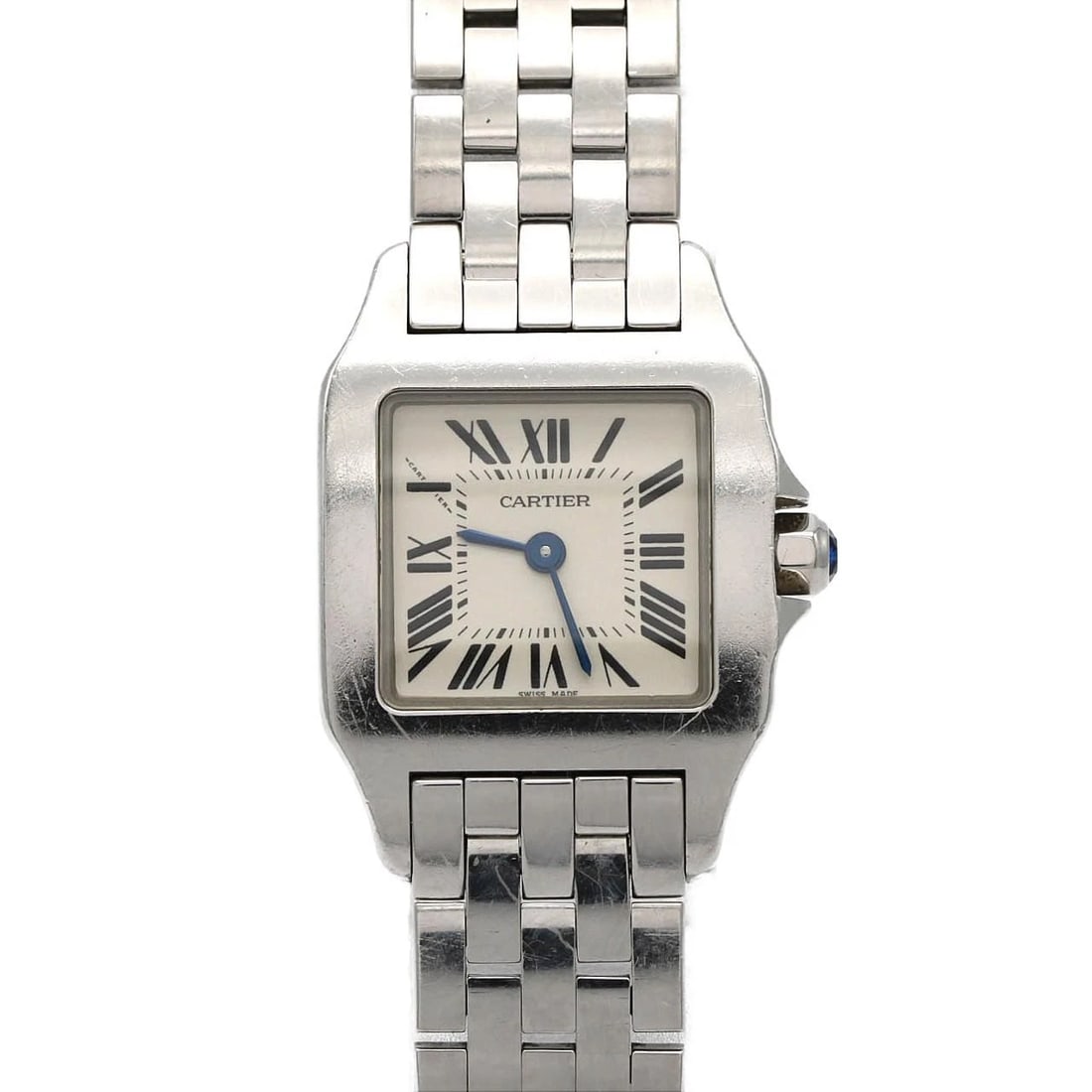 CARTIER SANTOS DEMOISELLE SM WATCH: Cartier Santos Demoiselle SM Watch Brand: CARTIER Type/Style: Wrist watch Material: Case: Stainless Steel Breath: Stainless Steel Color: Dial color: Silver/Roman Size: Case diameter approx.: 20 x 28