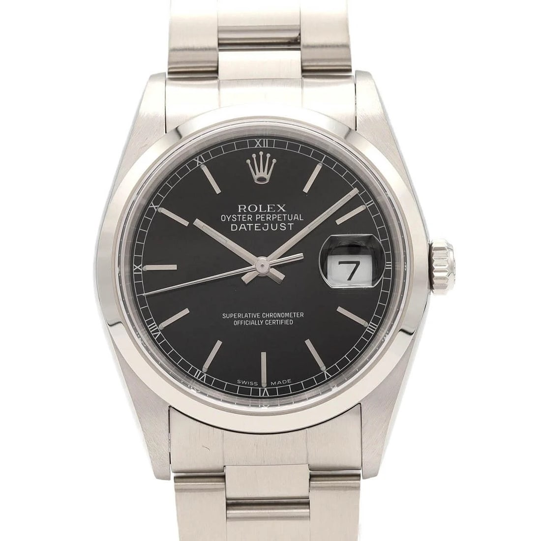ROLEX DATEJUST STAINLESS STEEL MECHANICAL AUTOMATIC WATCH: Rolex Datejust Stainless Steel Mechanical Automatic Watch Brand: ROLEx Type/Style: Wrist watch Material: Case: Stainless Steel Breath: Stainless Steel Color: Dial Color: Black Size: Case diameter: