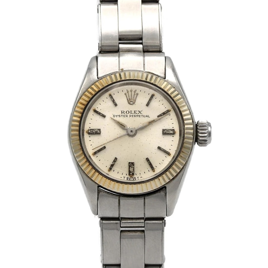 ROLEX OYSTER PERPETUAL SSXWG MECHA WATCH: Rolex Oyster Perpetual SSxWG Mecha Watch Brand: ROLEx Type/Style: Wrist watch Material: Case: Stainless steel x white gold Bracelet: Stainless steel Color: Dial Color: Silver Size: Case diameter: Appr